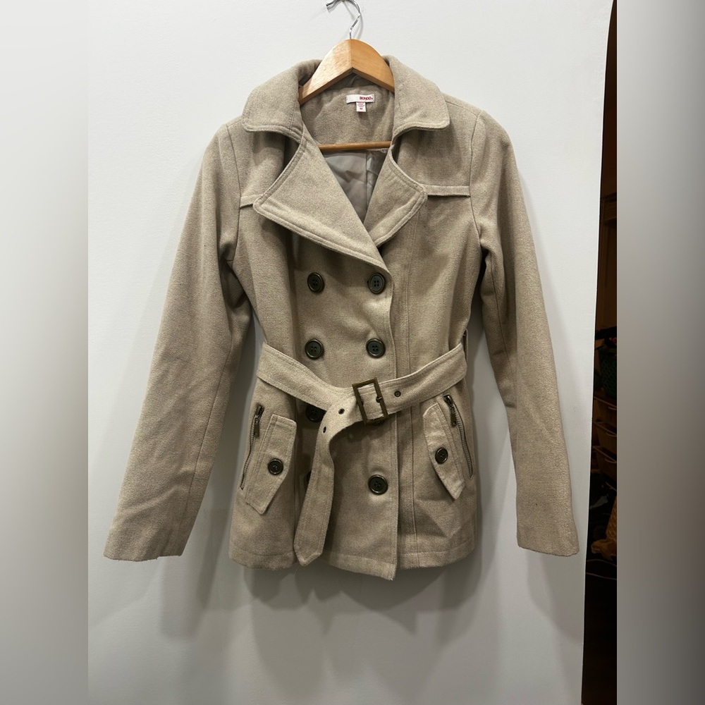 Bongo Women's Tan Pea Coat